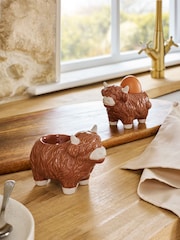 Set of 2 Natural Hamish The Highland Cow Egg Cups - Image 2 of 4