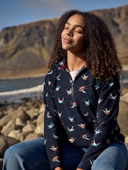 Weird Fish Blue Lana 1/4 Zip Printed Micro Fleece Hoodie - Image 1 of 8