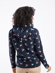 Weird Fish Blue Lana 1/4 Zip Printed Micro Fleece Hoodie - Image 3 of 8