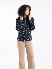 Weird Fish Blue Lana 1/4 Zip Printed Micro Fleece Hoodie - Image 4 of 8