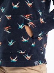 Weird Fish Blue Lana 1/4 Zip Printed Micro Fleece Hoodie - Image 6 of 8