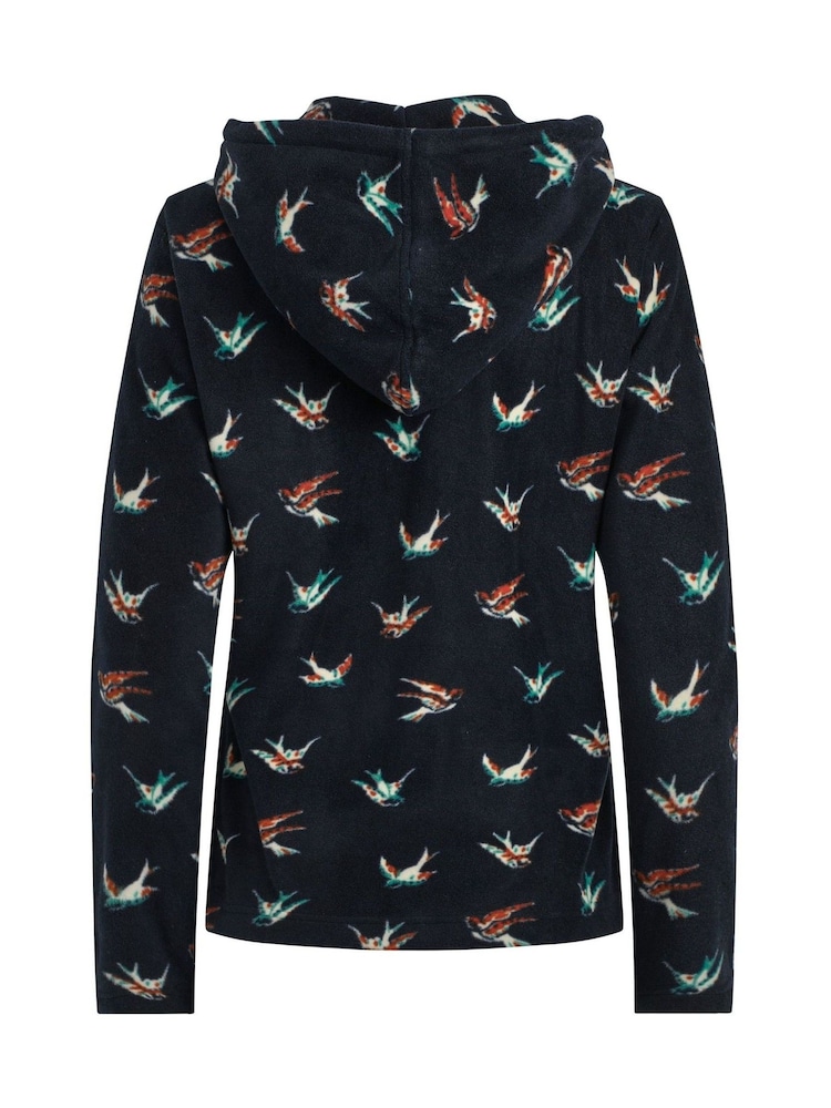 Weird Fish Blue Lana 1/4 Zip Printed Micro Fleece Hoodie - Image 8 of 8