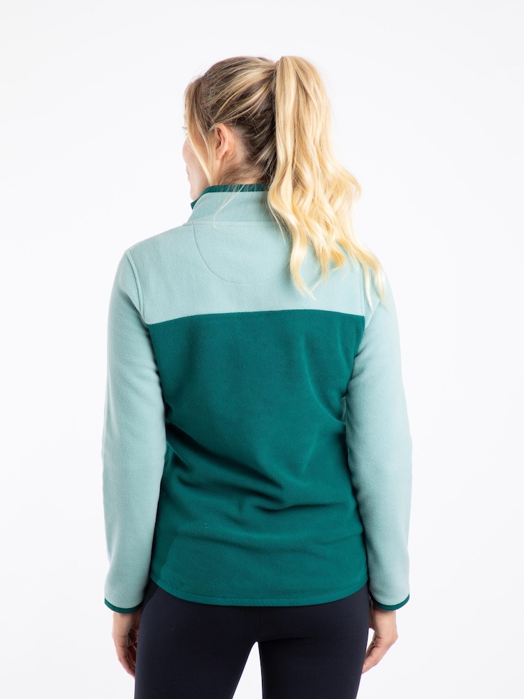 Weird Fish Green Rowan 1/4 Zip Colour Block Micro fleece - Image 2 of 7 Weird Fish Green Rowan 1/4 Zip Colour Block Micro fleece - Image 2 of 7