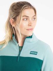 Weird Fish Green Rowan 1/4 Zip Colour Block Micro fleece - Image 4 of 7