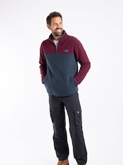 Weird Fish Purple Tristan 1/4 Zip Colour Block Micro Fleece - Image 1 of 7