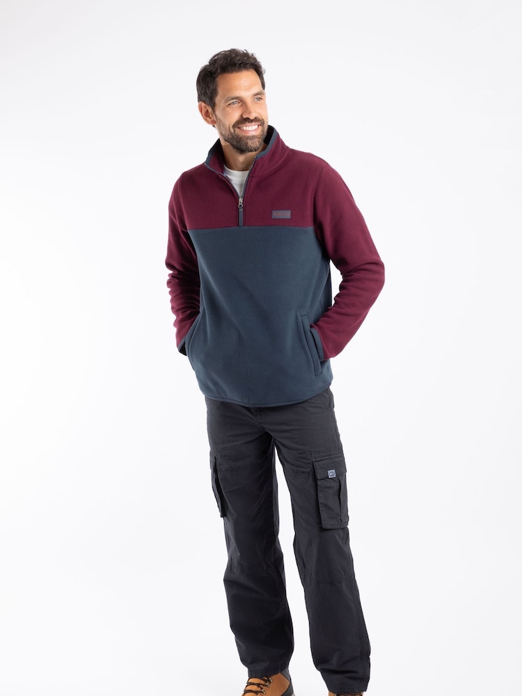 Weird Fish Purple Tristan 1/4 Zip Colour Block Micro Fleece - Image 1 of 7