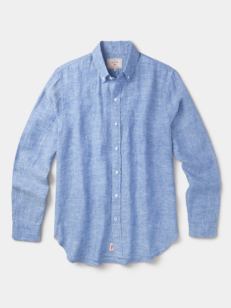 Aubin Blue Worlaby 亚麻衬衫 - 5的图像5｝