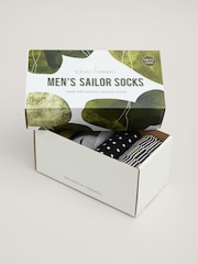 Seasalt Cornwall Green Gift Box of 4 Men's Sailor Socks Greens - Image 3 of 3