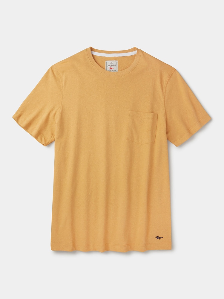 أصفر - Aubin Aldam Cotton Linen T-Shirt - صورة 5 من 5