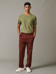 أخضر - Aubin Aldam Cotton Linen T-Shirt - صورة 3 من 5