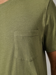 أخضر - Aubin Aldam Cotton Linen T-Shirt - صورة 4 من 5
