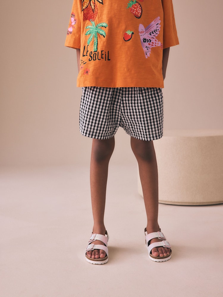 ブラック/ホワイト ギンガムチェック - プルオンショートパンツ（3～16 歳） - 画像 1 / 4