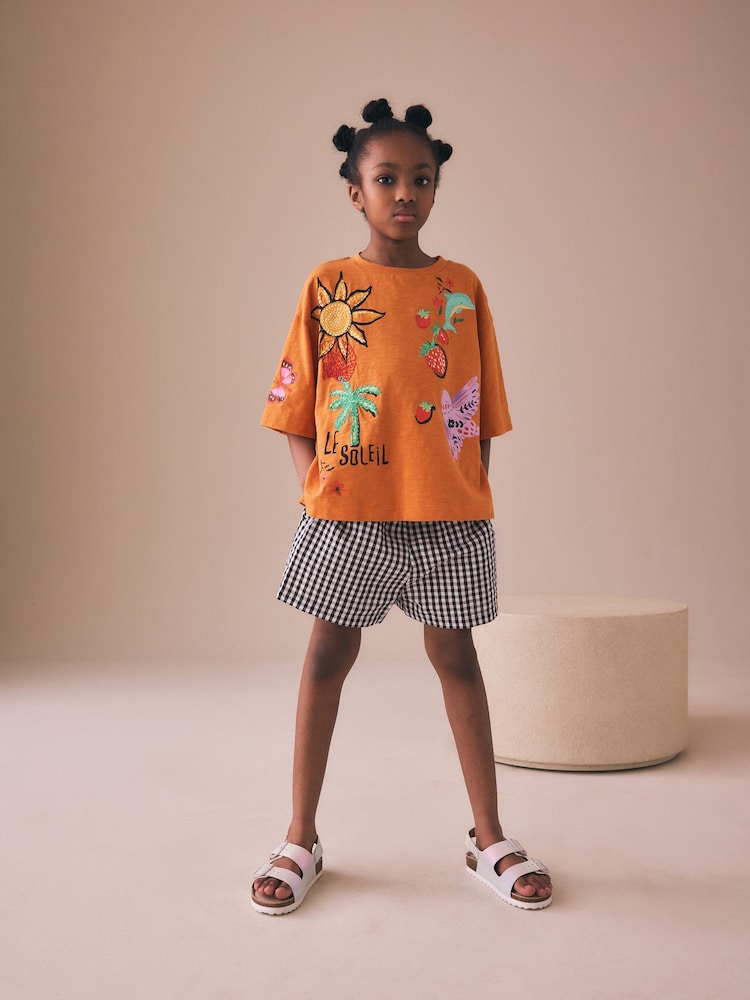 ブラック/ホワイト ギンガムチェック - プルオンショートパンツ（3～16 歳） - 画像 2 / 4