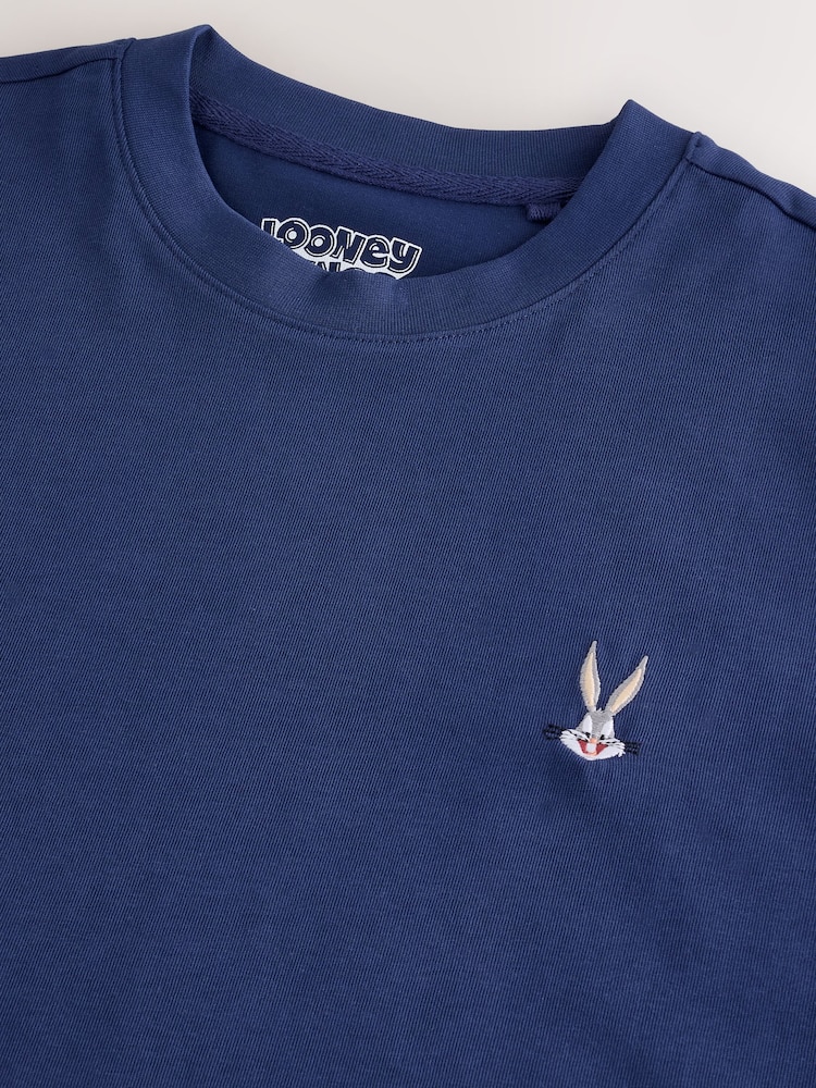 Navy Licence Bugs Bunny Plain Embroidered T-Shirt - Image 2 of 3