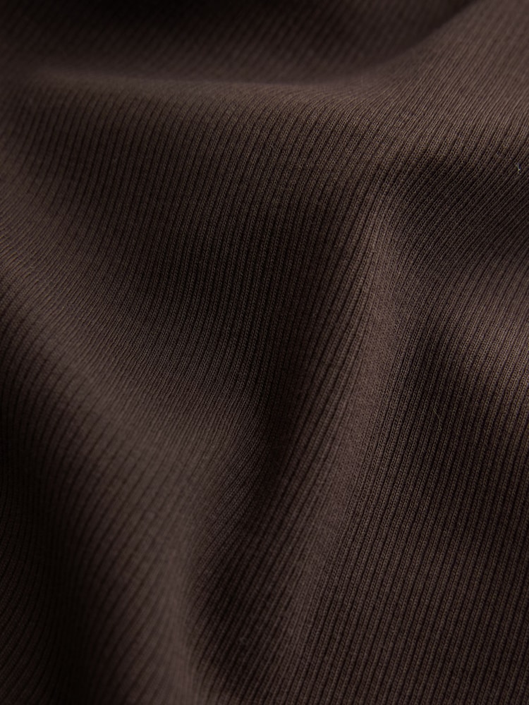 Chocolate Brown Ribbed Racer Tank Vest Sleeveless Top - Image 3 of 3