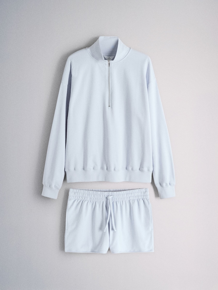 The Set 2 Pack Quarter Zip Sweatshirt and Shorts Co-ord Set Blue - Image 2 of 10