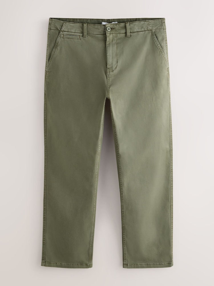 Green Straight Fit Authentic Washed Chino Trousers - Image 1 of 3
