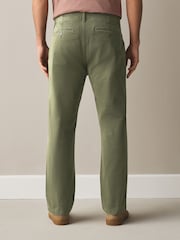 Green Straight Fit Authentic Washed Chino Trousers - Image 4 of 9