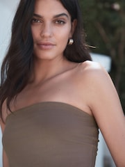 Chocolate Brown Cotton Rich Bandeau Boobtube Top - Image 4 of 4