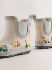 Neutral/Turquoise Transport Warm Lined Ankle Wellies - Image 3 of 5