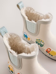 Neutral/Turquoise Transport Warm Lined Ankle Wellies - Image 4 of 5