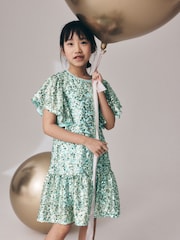 Mint Green Angel Sleeve Sequin Peplum Party Dress (3-16yrs) - Image 2 of 8