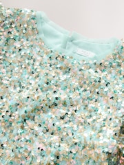 Mint Green Angel Sleeve Sequin Peplum Party Dress (3-16yrs) - Image 8 of 8