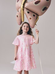 Pink Angel Sleeve Sequin Peplum Party Dress (3-16yrs) - Image 2 of 9