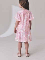 Pink Angel Sleeve Sequin Peplum Party Dress (3-16yrs) - Image 4 of 9