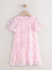Pink Angel Sleeve Sequin Peplum Party Dress (3-16yrs) - Image 6 of 9