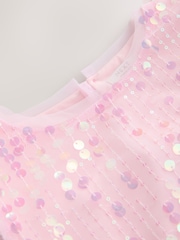 Pink Angel Sleeve Sequin Peplum Party Dress (3-16yrs) - Image 8 of 9