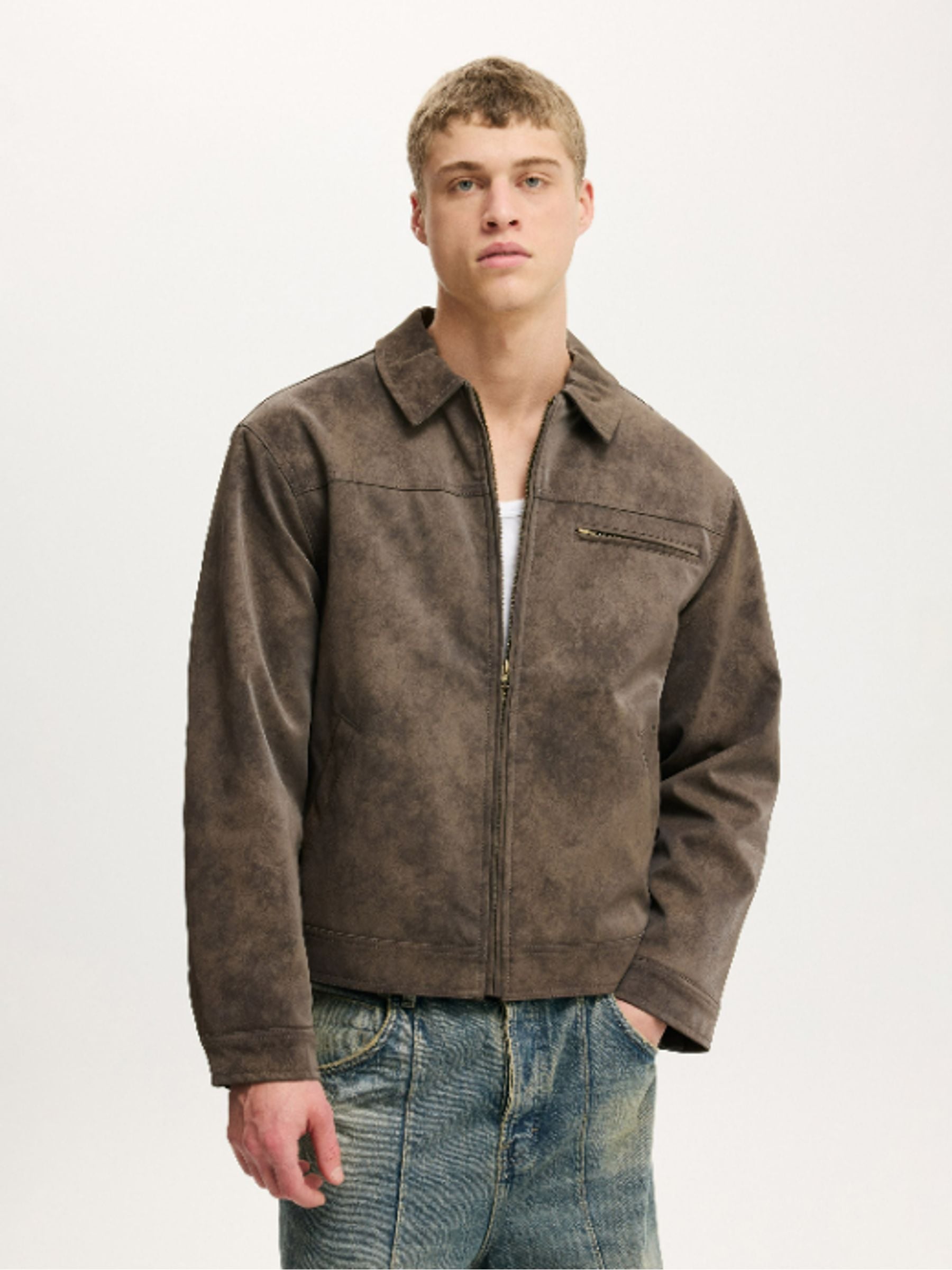 Buy Cotton On Grey Cropped Faux Suede Harrington Jacket from Next USA