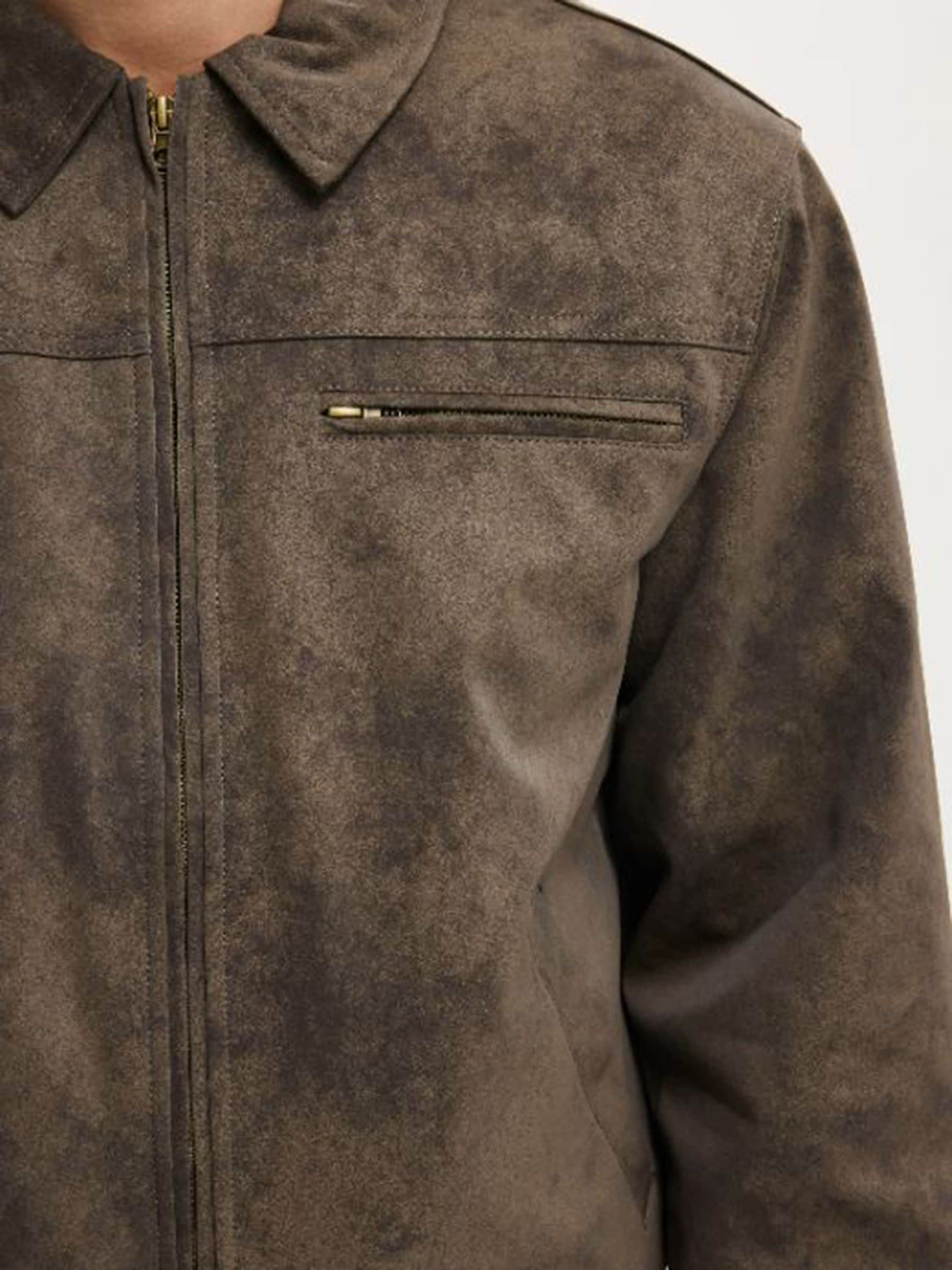 Buy Cotton On Dark Grey Cropped Faux Suede Harrington Jacket from