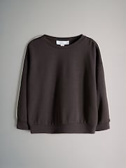 The Set Chocolate Brown Modal Jersey Crew and Wide Leg Joggers Set - Image 2 of 5