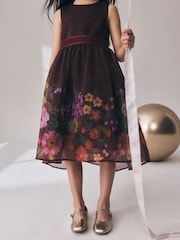 Chocolate Brown Floral Prom Dress (3-16yrs) - Image 4 of 8