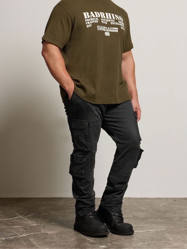 BadRhino Big & Tall Black Welford Double Pocket Cargo Trousers - Image 1 of 6 BadRhino Big & Tall Black Welford Double Pocket Cargo Trousers - Image 1 of 6