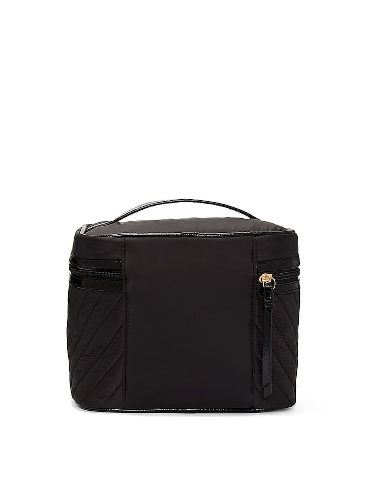 Victoria's Secret Black V Quilt 4 Piece Makeup Bag - Image 2 of 3