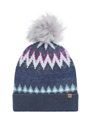 Weird Fish Blue Frady Fair Isle Bobble Hat - Image 3 of 4
