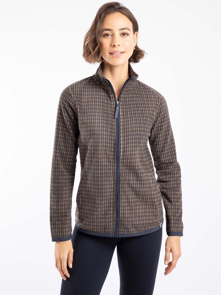 Weird Fish Brown Rochelle Full Zip Printed Micro Fleece - Image 2 of 8 Weird Fish Brown Rochelle Full Zip Printed Micro Fleece - Image 2 of 8