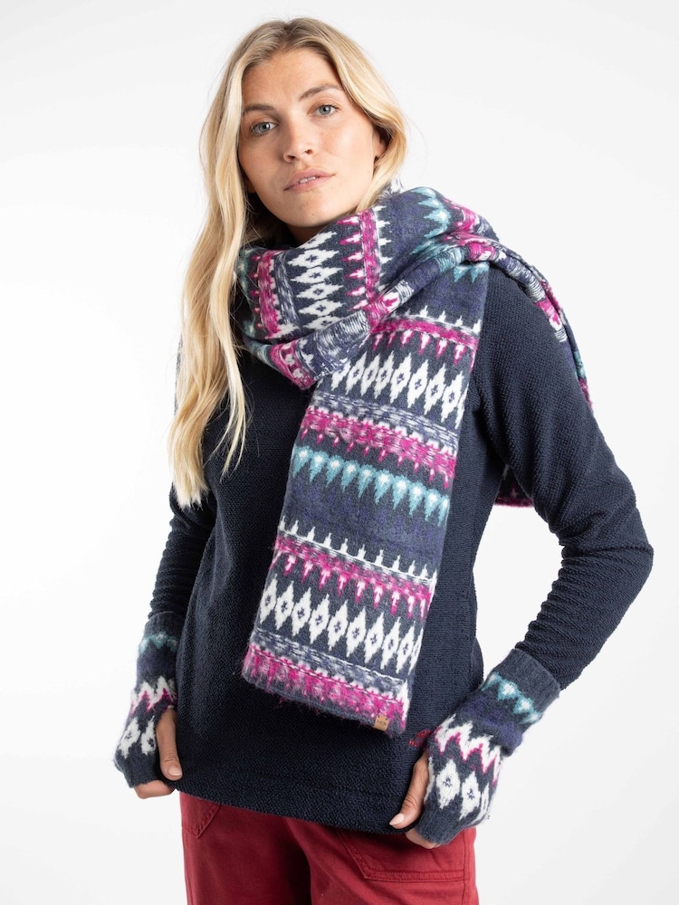 Weird Fish Blue Heathfield Fair Isle Scarf - Image 2 of 4 Weird Fish Blue Heathfield Fair Isle Scarf - Image 2 of 4