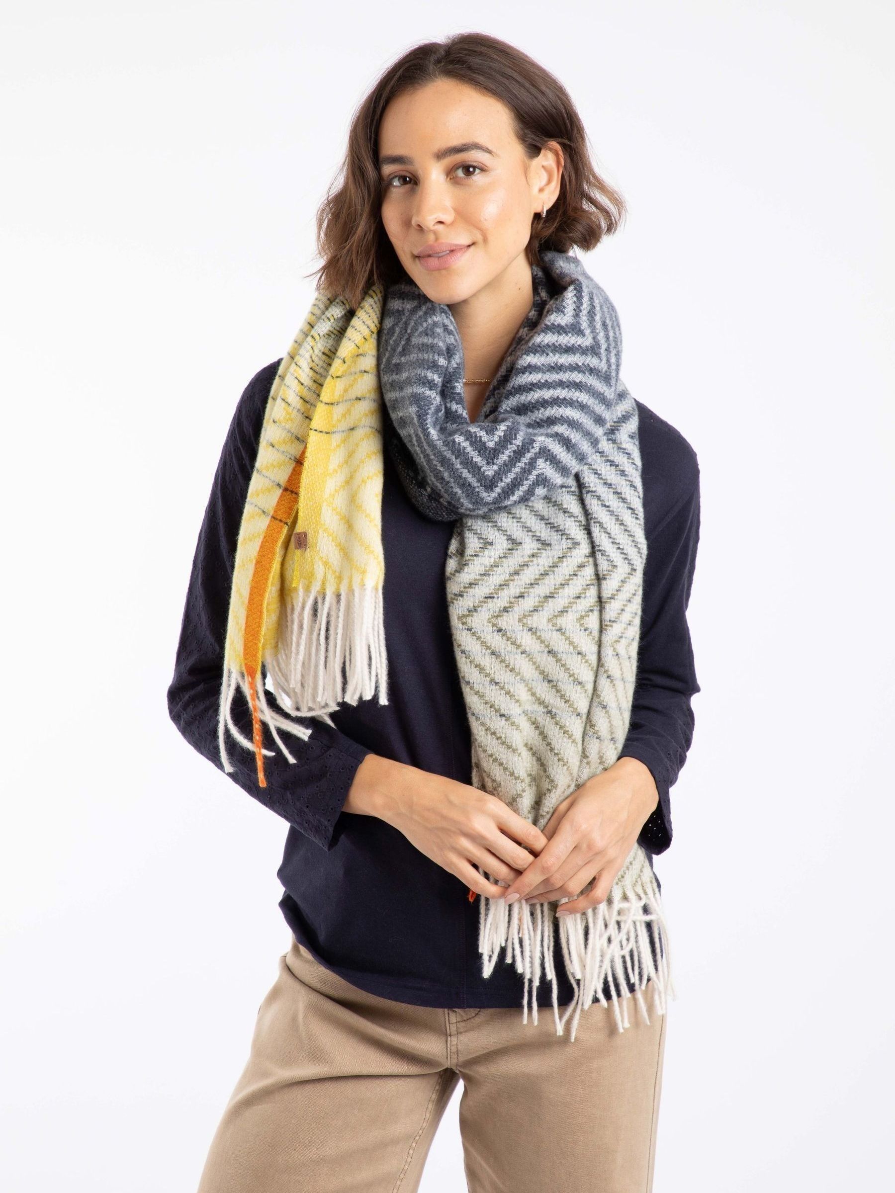 Buy Weird Fish Blue Jadida Brushed Zig-Zag Scarf from Next USA