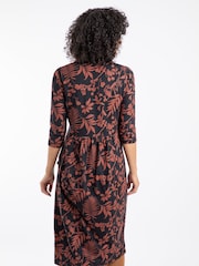 Weird Fish Brown Isolde Printed Jersey Midi Dress - Image 2 of 7