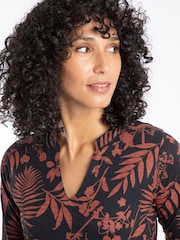 Weird Fish Brown Isolde Printed Jersey Midi Dress - Image 5 of 7