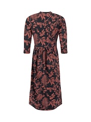 Weird Fish Brown Isolde Printed Jersey Midi Dress - Image 7 of 7