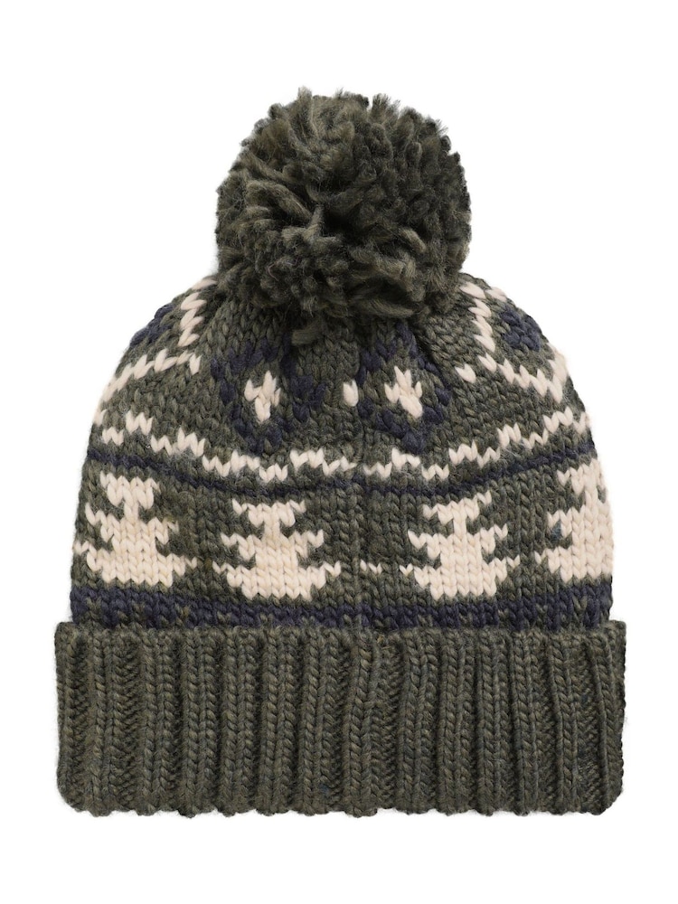 Weird Fish Green Scotsdale Fair Isle Bobble Hat - Image 4 of 4 Weird Fish Green Scotsdale Fair Isle Bobble Hat - Image 4 of 4