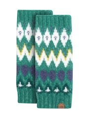 Weird Fish Green Shutt Fair Isle Wrist Warmers - Image 1 of 3
