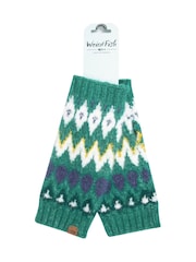 Weird Fish Green Shutt Fair Isle Wrist Warmers - Image 3 of 3