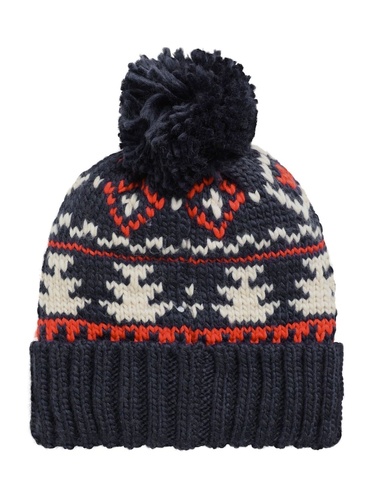 Weird Fish Blue Scotsdale Fair Isle Bobble Hat - Image 4 of 4 Weird Fish Blue Scotsdale Fair Isle Bobble Hat - Image 4 of 4