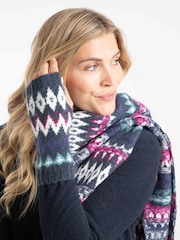 Weird Fish Blue Shutt Fair Isle Wrist Warmers - Image 1 of 4