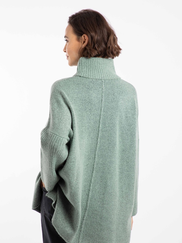 Weird Fish Green Carolyn Roll Neck Tunic Jumper - Image 2 of 8 Weird Fish Green Carolyn Roll Neck Tunic Jumper - Image 2 of 8